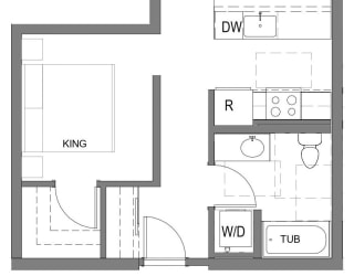 The Gabe Apartments in Portland, Oregon 1J Floor Plan