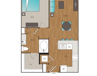 Main Street Flats Apartments 1x1 K Floor Plan