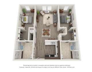 192nd West Lofts Apartments 2x2 Floor Plan