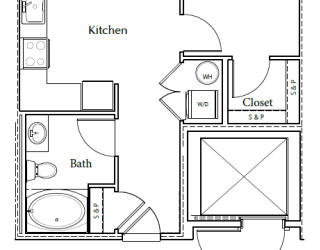 The Vaughn 2D Floor Plan - 1x1 A