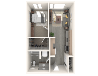 Tilian Open 1x1 C 3D Floor Plan