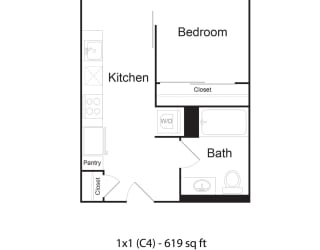 Floor Plan 1 Bedroom 1 Bathroom C4