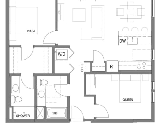 The Gabe Apartments in Portland, Oregon 2D Floor Plan