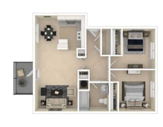The Acres 2 Bed 1 Bath Floor Plan