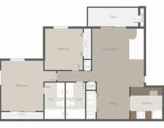2x2 Hemingway Floor Plan 900 sqft