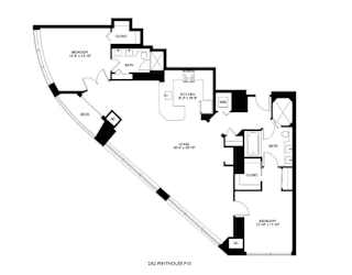 A black and white floor plan of a 221 Pinhouse.