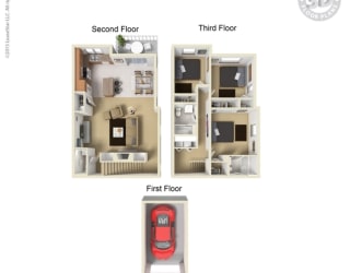 Latitude 3 Bed 2 Bath TH A Floor Plan