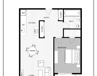 Luxe at Meridian One Bedroom One Bathroom Floor Plan