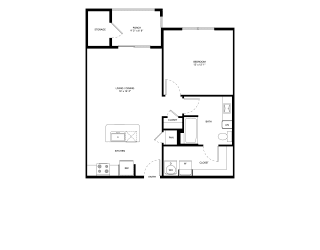Northside at the Woodlands One Bedroom One Bathroom A3 Floor Plan