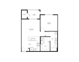 Northside at the Woodlands One Bedroom One Bathroom A4 Floor Plan