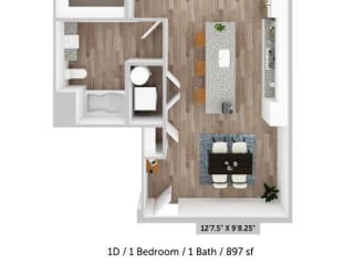 Alton Jefferson Park 1x1 D Floor Plan at Alton Jefferson Park, Colorado, 80211