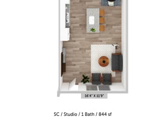 Alton Jefferson Park Studio C Floor Plan