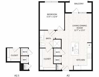 Aura Main Street New Apartments in Lewisville, Texas A2 Floor Plan