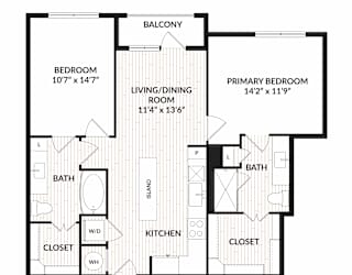 Aura Main Street New Apartments in Lewisville, Texas B1.1 Floor Plan