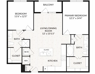 Aura Main Street New Apartments in Lewisville, Texas B2.6 Floor Plan
