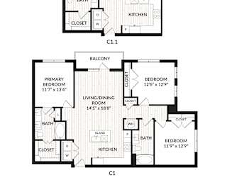 Aura Main Street New Apartments in Lewisville, Texas C1.1 ANSI Floor Plan