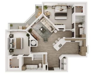 a1 floor plan  1 bedroom with 2 baths  1192 square feet