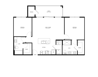 Northside at the Woodlands Two Bedroom Two Bathroom B1 Floor Plan