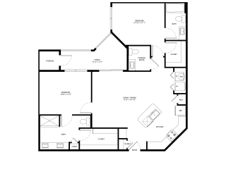 Northside at the Woodlands Two Bedroom Two Bathroom B3 Floor Plan