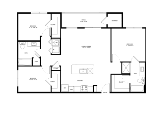 Northside at the Woodlands Three Bedroom Two Bathroom C1 Floor Plan