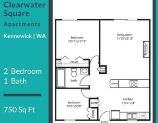 Clearwater Square Apartments 2x1 Floor Plan