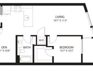 Vela Apartments D10 with Den Floor Plan
