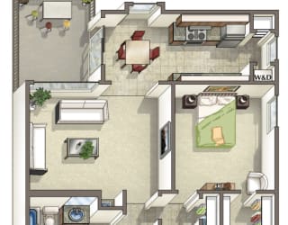 Duet Apartments in Lynnwood, Washington One Bedroom Floor Plan