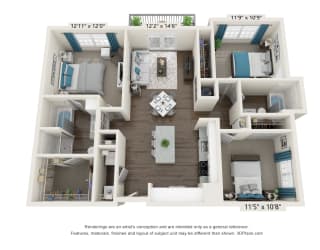 The Dylan Apartments C1 Floor Plan