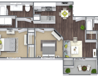 Equestrian Luxury Apartment Homes in Tucson, Arizona 3 Bed 2 Bath Floor Plan