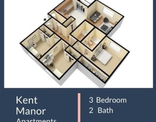 Kent Manor Apartments 3x2 Floor Plan