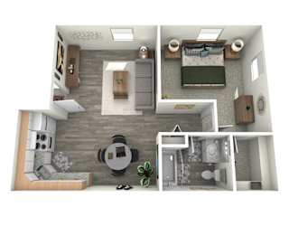 Icon on Headley Apartments in Tucson, Arizona 1 Bedroom Floor Plan