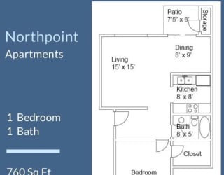 Northpoint Apartments 1 Bed 1 Bath Floor Plan