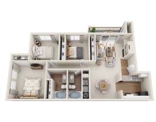 Novela Apartment Homes Bradbury 3D Floor Plan