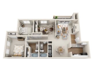 Novela Apartment Homes London 3D Floor Plan