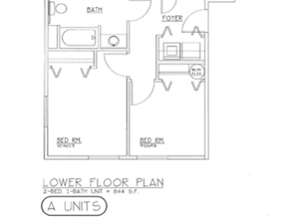 Floor Plan Two Bed One Bath 80