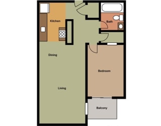 Luxe at Meridian Apartments 1x1 1C Floor Plan