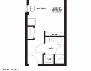Gridline Apartments Studio A Floor Plan