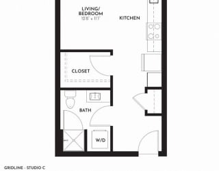Gridline Apartments Studio C Floor Plan