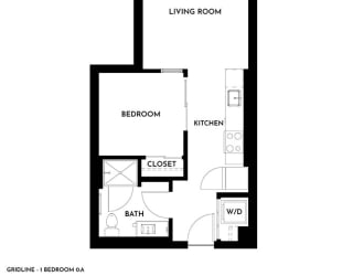 Gridline Apartments in Seattle, Washington 1x1 0.A Floor Plan