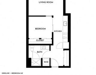 Gridline Apartments in Seattle, Washington 1x1 0.E Floor Plan