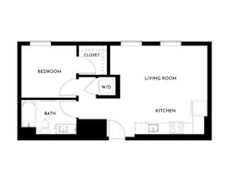 Gridline Apartments in Seattle, Washington 1x1 K Floor Plan