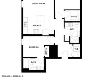 Gridline Apartments in Seattle, Washington 2 Bedroom C Floor Plan