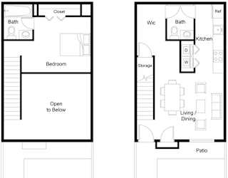 a floor plan of a house with a bedroom and a living room