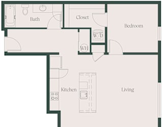 1Bed1Bath_M at Cru at Willows Apartments, Redmond, WA