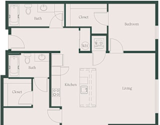 2Bed2Bath_A at Cru at Willows Apartments, Redmond, Washington