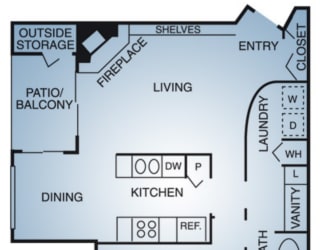 Regatta Apartments 1x1 A1 Floor Plan