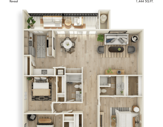 Reveal 3D Floor Plan 3 Bed 2 Bath 1444sf