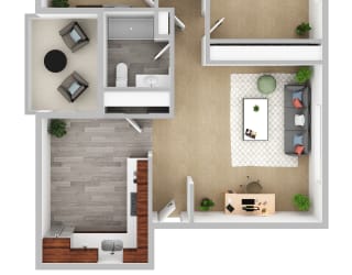 Sequoia Apartments 2 Bedroom 3D Floor Plan
