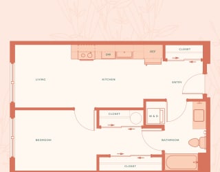 The Warren in Spokane, WA One Bedroom A Floor Plan