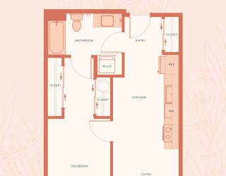 The Warren in Spokane, WA One Bedroom C Floor Plan